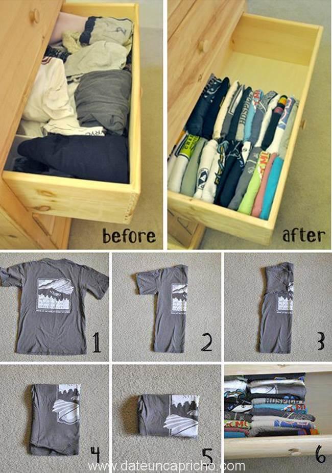 Cómo doblar y organizar las camisetas en cajón – Date Capricho